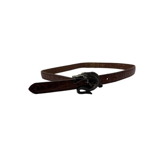 Vintage Navasota Genuine Leather Alligator Belt Brown XL main image 6